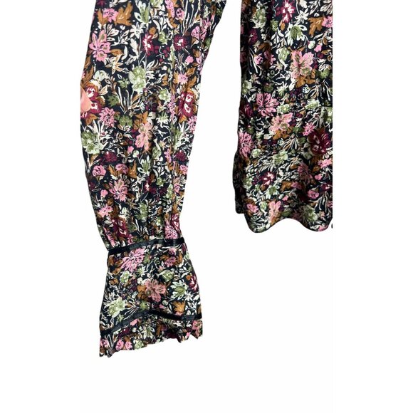 Free People Daybreak Floral Print Long Sleeve Shirt With Ruffle Details Large - Picture 9 of 15